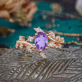 Nature-Inspired Branch 6 prong Oval-Cut Amethyst Engagement Ring